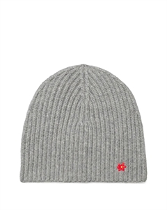 Шапка-бини в рубчик с цветочным декором, серый Tory burch