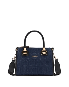 Маленькая джинсовая сумка-тоут с тиснением в виде логотипа, синий Liu jo