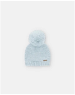 Вязаная детская шапочка с помпоном из искусственного меха светло-серо-голубого цвета Martin aranda
