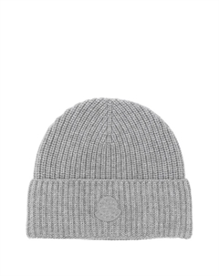 Кашемировая шапка с нашивкой-логотипом, серый Moncler