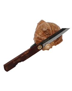 Складной нож Kabazaiku, 80мм, сталь Aogami Kurouchi, рукоять латунь, Cherry blossom style Nagao higonokami