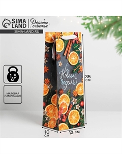 Пакет подарочный новогодний ламинированный под бутылку Дарите счастье