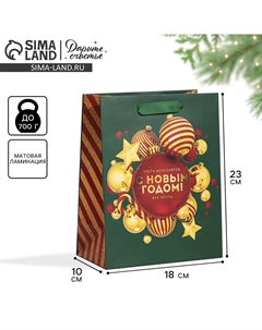Пакет подарочный новогодний ламинированный Дарите счастье