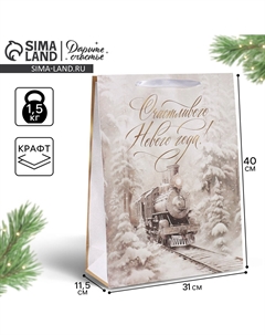 Пакет подарочный новогодний крафтовый Дарите счастье