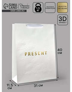 Пакет ламинированный present, l 31×40×11.5 см Дарите счастье
