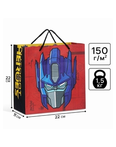 Пакет подарочный крафт autobot heroes, 22×22×11 см, трансформеры Дарите счастье