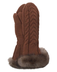 Утепленные варежки с отделкой из соболя Black sable