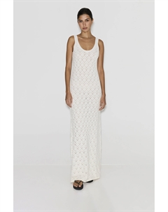 Платье миди ажурное на широких бретелях молочного цвета 2mood