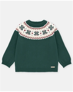 Детский свитер с рождественским узором в контрасте бутылочно-зеленого цвета Martin aranda