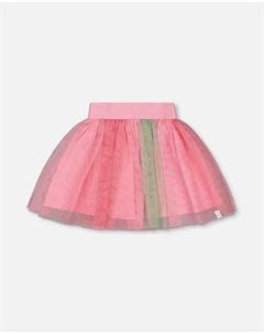 Печатная сетчатая юбка розового и зеленого цвета Deux par deux