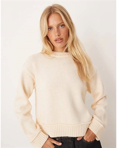 Вязаный свободный джемпер с отделкой широким рубчиком в цвете экрю Asos design