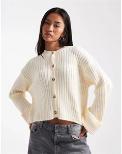 Вязаный кардиган с отворотами на манжетах цвета экрю Asos design