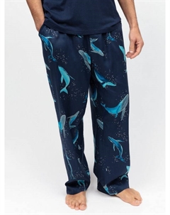 Хлопковые пижамные брюки с принтом китов из смеси модала, Navy Cyberjammies