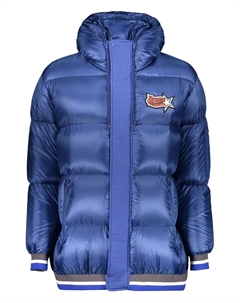 Пуховик с капюшоном и нашивкой-логотипом, синий Herno