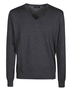 Шерстяной свитер с V-образным вырезом, серый Fay
