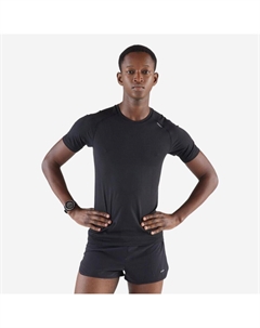 Футболка для бега с коротким рукавом, бесшовная - 500 Comfort Slim, черная Kiprun