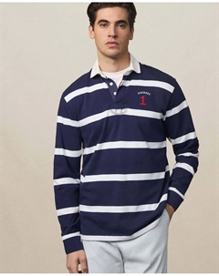Мужская рубашка для регби в полоску с номером, классический крой, индиго Hackett