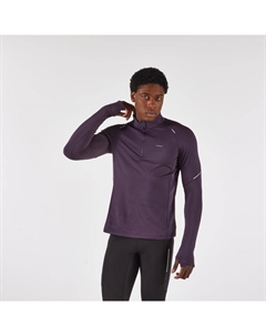 Мужская беговая рубашка с длинными рукавами и застежкой-молнией до середины бедра - Run 500 Warm, темно-фиолетовый Kiprun