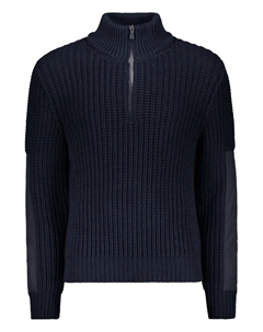 Рифленый свитер с молнией до середины, синий Herno