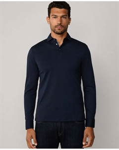 Поло Pima с длинными рукавами, классическая посадка, темно-синий Hackett