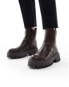 Массивные ботинки Stella с молнией коричневого цвета Seqwl