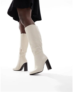 Сапоги Boost Stack на каблуке кремового цвета Seqwl