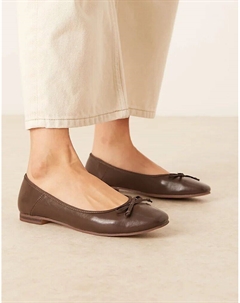 Балетки-банты Lullaby шоколадного цвета с широким кроем Asos design