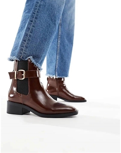 Коричневые ботинки челси на каблуке с пряжкой от Cadie Schuh