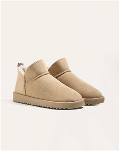 Ботильоны из кожи песочного цвета Oysho