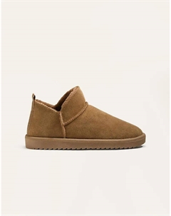 Ботильоны из кожи в цвете «тостер» коричневого цвета Oysho