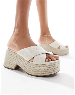 Босоножки на танкетке Wide Fit с перекрещивающимися лямками из натурального материала Asos design