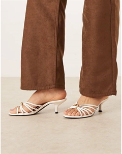 Мюли с ремешками на каблуке, белые Mango