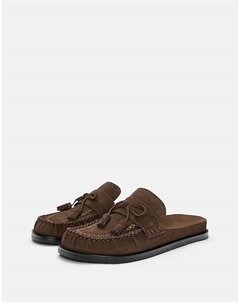 Кожаные сабо с кисточками в розовых тонах Pull & bear