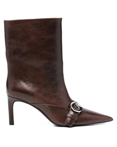 Сапоги на каблуке 75 мм с ремешком, коричневый Coperni