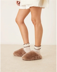 Мюли Zori из овчины премиум-класса серо-коричневого цвета Asos design