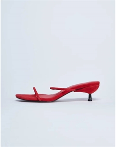 Замшевые мюли Ada на каблуке-рюмочке красного цвета Topshop
