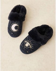 Тапочки Zibby с небесной вышивкой темно-синего цвета Asos design