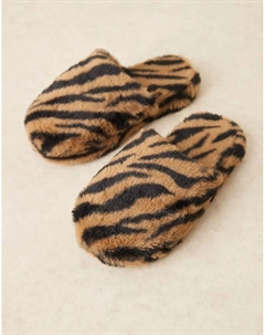 Тапочки Zina с закрытым носком и тигровым принтом Asos design