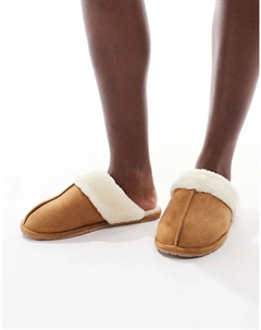 Тапочки-мюли из искусственного меха песочного цвета Seqwl