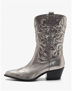 SOHO кожаные ковбойские сапоги до колена, телячьи сапоги серебристого цвета Off the hook