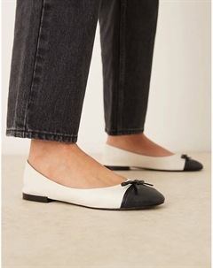 Балетки с бантом в черно-белом цвете Mango