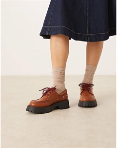 Массивные туфли-лодочки Monsoon на шнуровке светло-коричневого цвета Asos design