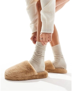 Тапочки Zina с закрытым носком светло-коричневого цвета Asos design