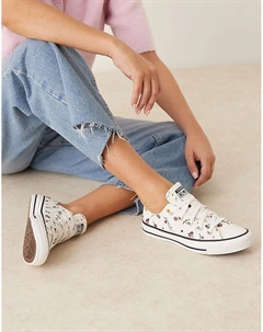 Кроссовки Chuck Taylor All Star Ox бежевого цвета с цветами Converse