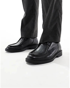 Кожаные мокасины со шнуровкой черного цвета Jack & jones