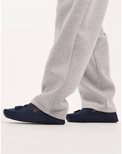 Мокасины темно-синего цвета с подкладкой из искусственного меха и кисточками Asos design