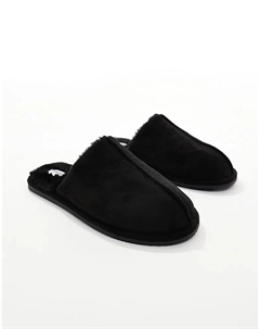 Черные тапочки-мюли с подкладкой из искусственной овчины Asos design