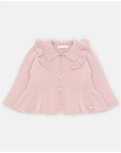 Детская вязаная куртка с оборчатым воротником розового цвета Martin aranda