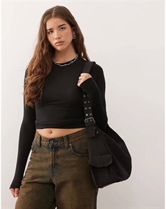 Супермягкий облегающий лонгслив с длинными рукавами черного цвета Weekday