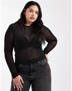 Лонгслив с длинными рукавами DESIGN Curve из текстурированной сетки с горячей фиксацией, черный цвет Asos